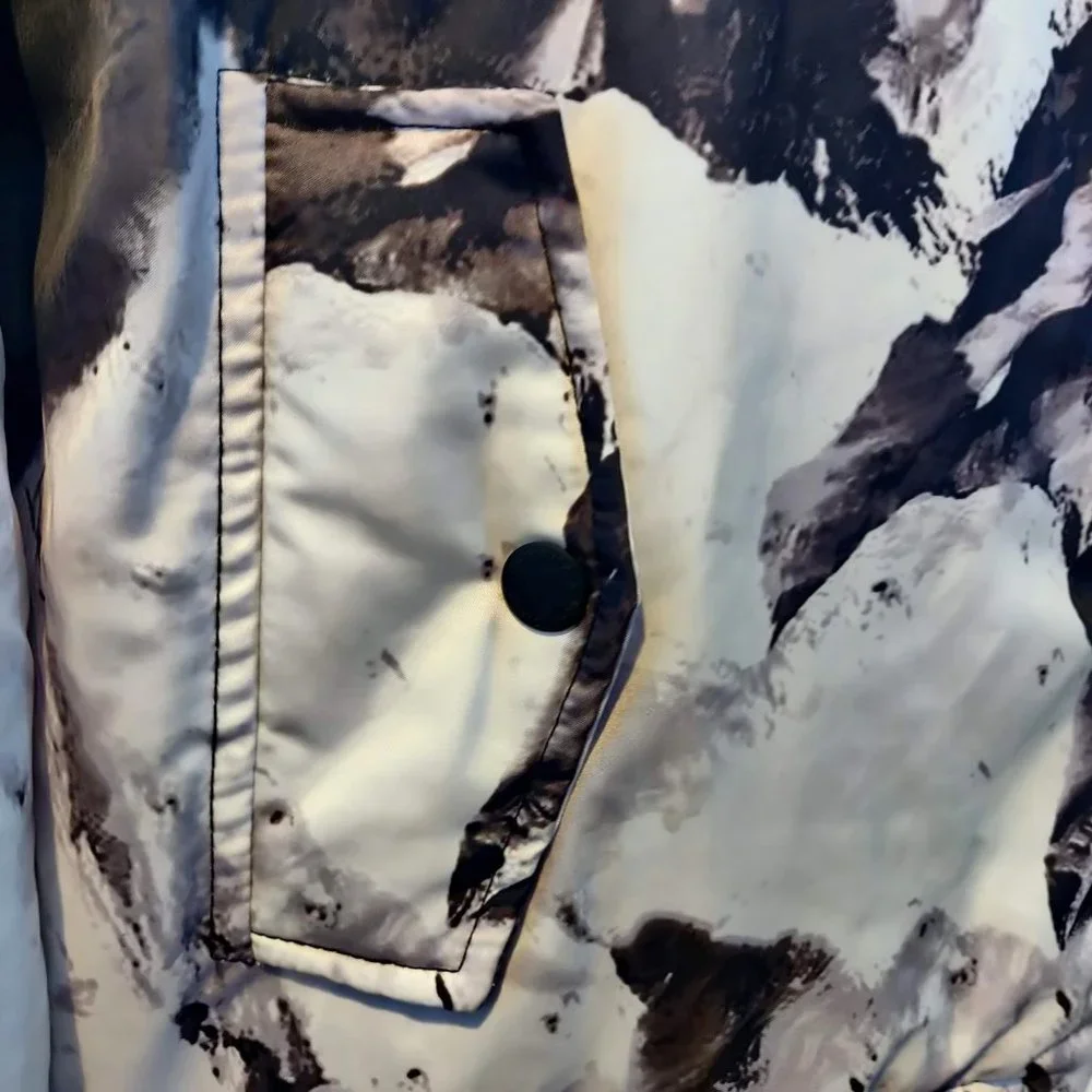 Punk Royal Mens Black White Marbled Tie Dye Snaps Arm Patches Bomber Jacket L - Picture 7 of 11